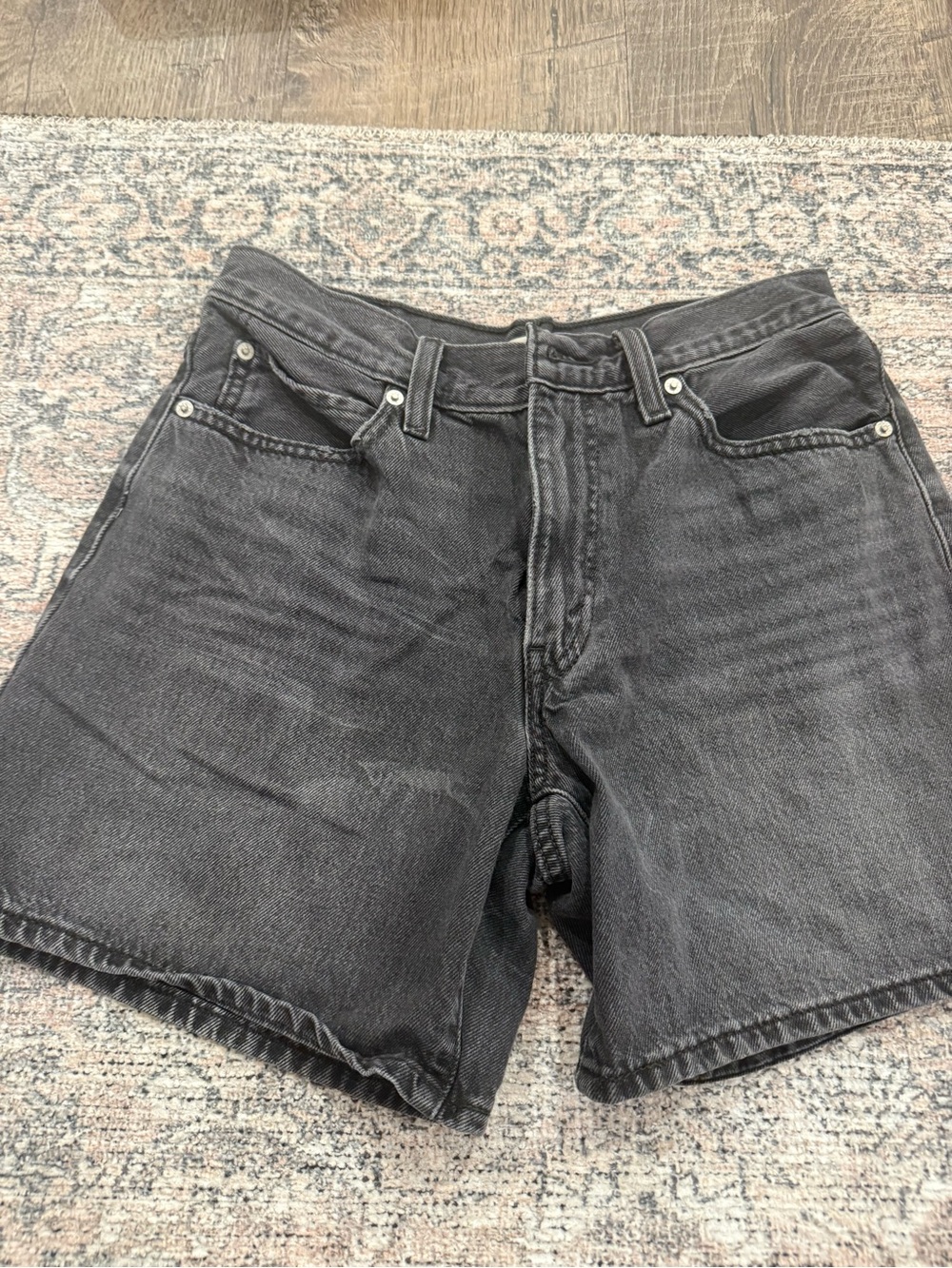 Levi's Women's Black Washed Denim Bermuda Shorts